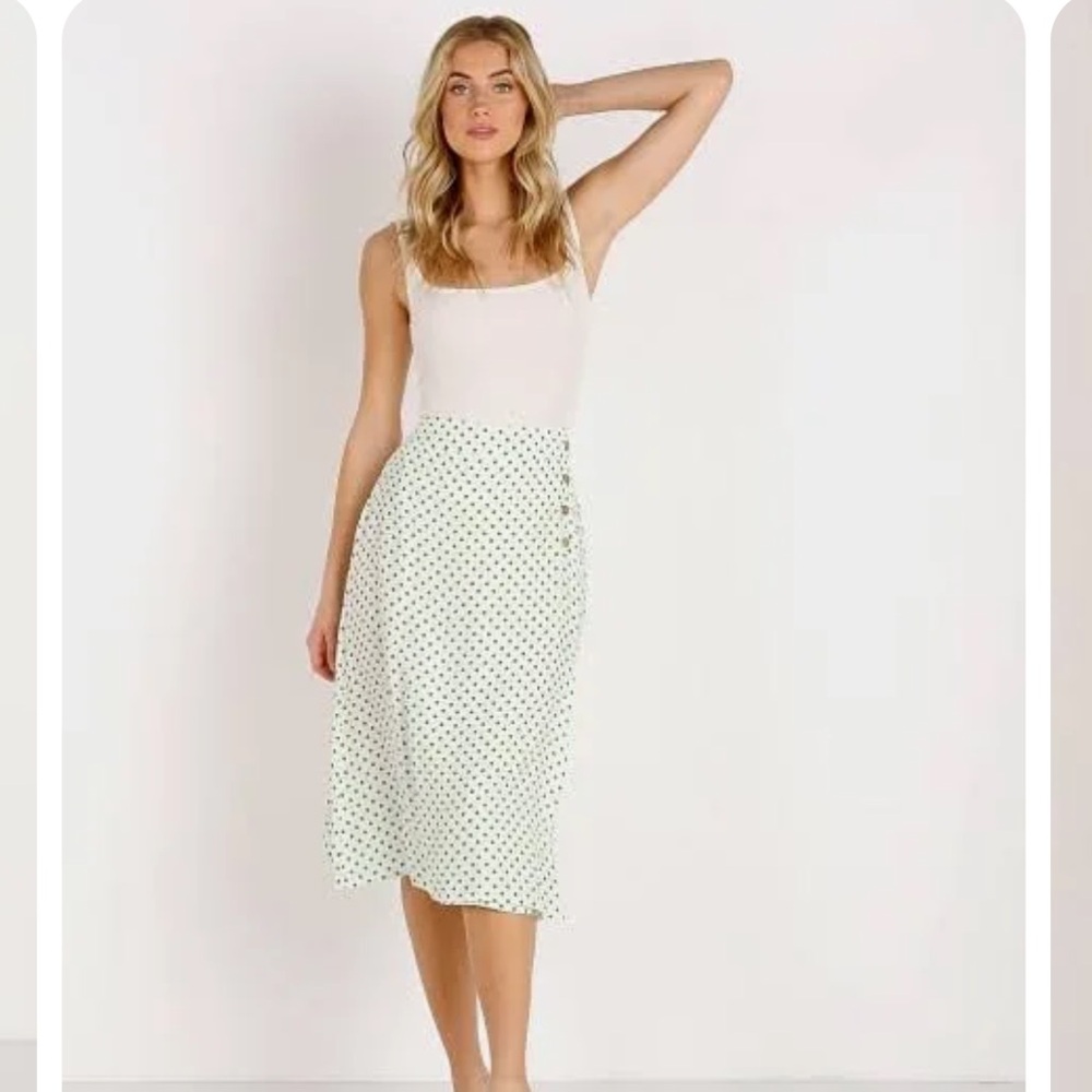 Faithfull The Brand/ Racquel skirt Lula Dot Print-Green/USA/4/Small.
